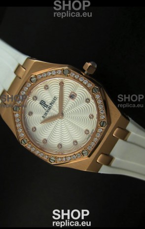 Audemars Piguet Royal Oak Ladies Quartz Replica Watch in Pink Gold Case