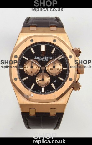 Royal Oak Chrono 26331 Rose Gold Black Dial Super Clone Watch 