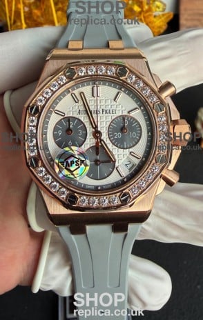 Royal Oak Chrono 26231 Rose Gold Casing Rubber Strap Super Clone Watch 