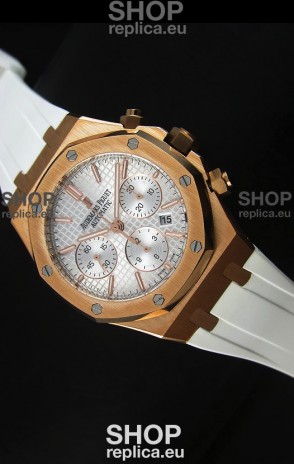 Audemars Piguet Royal Oak Chronograph Watch in Yellow Gold in Polished White Dial