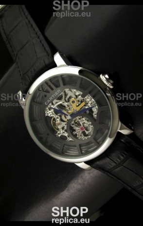 Cartier Ronde de Japanese Replica Watch in Skelton Grey Dial