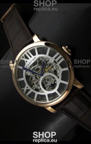 Cartier Ronde de Japanese Replica Watch in Skelton Grey Dial