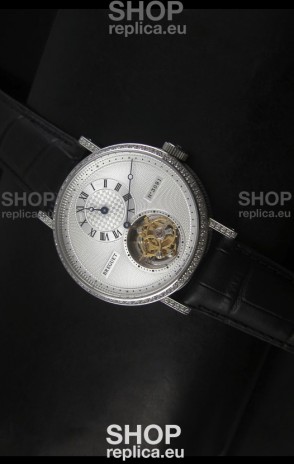 Breguet Classique Tourbillon Swiss Replica Watch in Stainless Steel with Diamonds Bezel