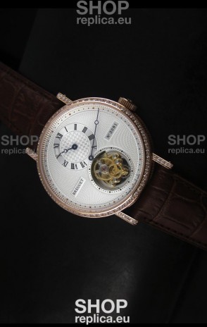 Breguet Classique Tourbillon Swiss Replica Watch in Rose Gold with Diamonds Bezel