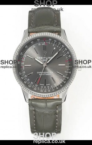 Navitimer Automatic 36 Grey Dial Steel Casing Super Clone Watch 