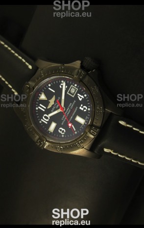 Breitling Seawolf PVD Coated Swiss Watch in Black Strap