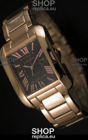 Cartier Tank Anglaise Mid Sized Swiss Watch Pink Gold - 1:1 Mirror Replica Watch