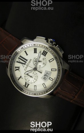 Calibre De Cartier Chronograph Japanese Replica Watch in Steel