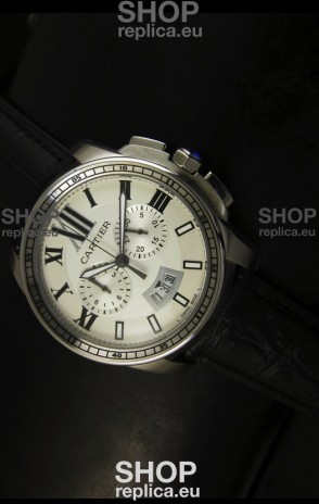 Calibre De Cartier Chronograph Japanese Replica Watch in Steel