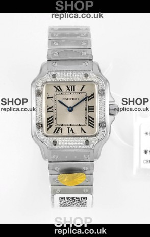 Cartier Santos Swiss Quartz 27MM Steel Dial Super Clone Watch