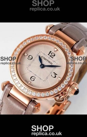 Pasha De Cartier Rose Gold Casing Watch 30MM Super Clone Watch 
