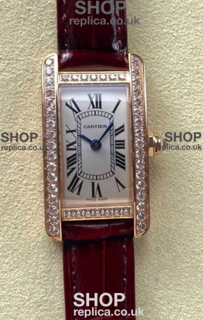 Cartier Tank Americaine Swiss Quartz 19mm Rose Gold Swiss Replica Watch 