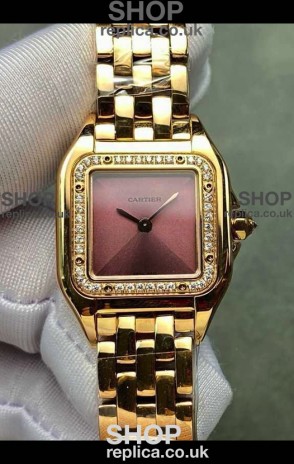 PANTHERE de Cartier 22MM Red Dial Diamonds Super Clone Watch 
