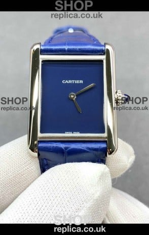 Cartier Tank Louis 25MM Swiss Quartz Blue Dial Watch 