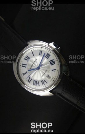 Cle De Cartier Watch 40MM Steel Case with Leather Steap - 1:1 Mirror Replica Watch