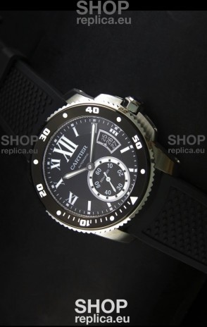 Calibre De Cartier Watch 42MM Black Dial Steel Case - 1:1 Mirror Replica Watch