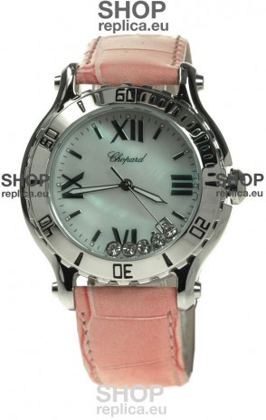Chopard Happy Sport Diamonds Edition Replica Watch in Pink Strap