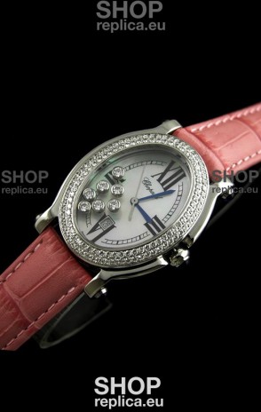 Chopard Happy Sport Swiss Replica Watch in Pink Strap