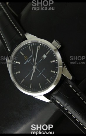 Breitling Transocean Stainless Steel Swiss Watch Black Dial