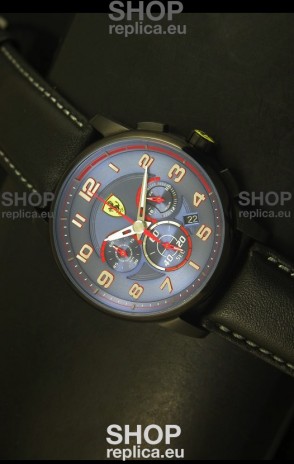 Scuderia Ferrari Heritage Chronograph Watch in Blue Dial Black Steel Case