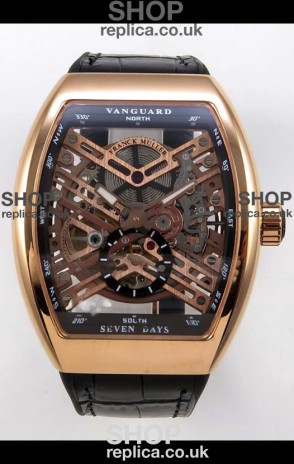 Franck Muller V45 Tourbillon Skeleton Rose Gold Super Clone Watch 