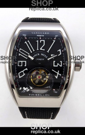 Franck Muller V45 Tourbillon Stainless Steel Diamonds Nylon Strap Super Clone Watch 