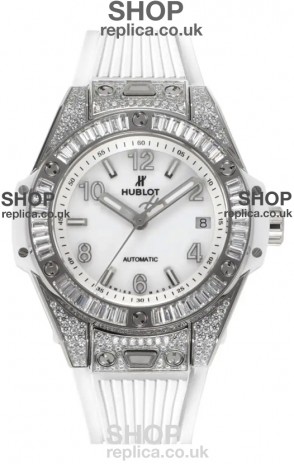 Hublot Big Bang One Click moissanite Paved Casing Super Clone Watch White Dial
