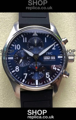 IWC PILOT'S Chronograph Blue Dial Rubber Strap Super Clone Watch 