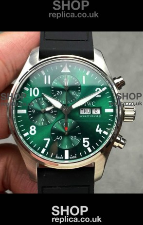 IWC PILOT'S Chronograph Green Dial Rubber Strap Super Clone Watch 