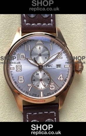 IWC PILOT'S Monopusher Rose Gold Steel Dial Replica Watch 