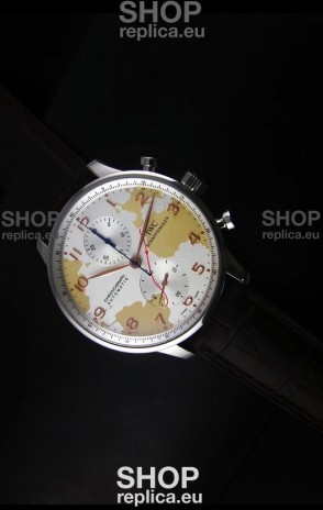 IWC Portuguese Chronograph Swiss Replica Watch in Map Printed Dial - 1:1 Mirror Replica Edition