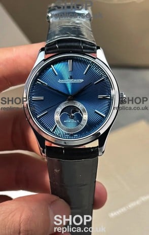 Jaeger LeCoultre Master Ultra Thin Blue Enamel Moonphase Dial Super Clone Watch 