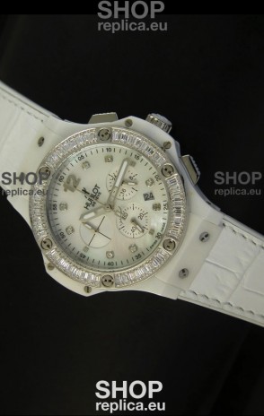 Hublot Big Bang 34MM Ladies Watch in Quartz Movement - White Dial/Strap