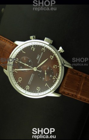 IWC Portuguese Chronograph Swiss Replica Watch in Steel Case - 1:1 Mirror Replica Edition