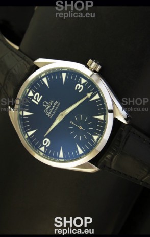 Omega Seamaster Railmaster Japanese Replica Watch in Black Leather Strap