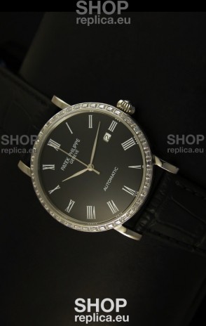 Patek Philippe Calatrava 5120 Swiss Replica Watch in Steel Casing - Roman Hours