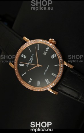 Patek Philippe Calatrava 5298 Swiss Replica Watch in Pink Gold Casing - Roman Hours
