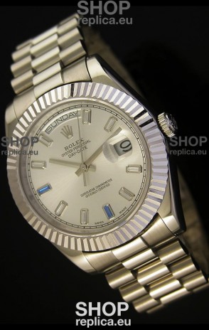 Rolex Day Date II 41MM Swiss Replica Watch - Steel Dial - 1:1 Mirror Replica Watch 