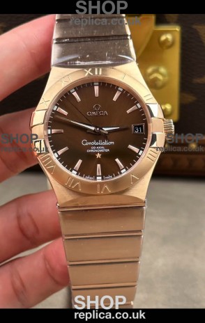 Omega Constellation 38MM Rose Gold Brown Dial Super Clone Watch 