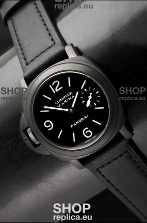 Panerai Luminor Marina Left Hand Wind PVD Swiss Watch - Leather Strap