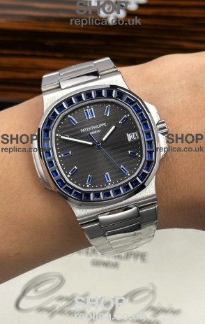 Patek Philippe Nautilus 5723 Black Dial Purple Rubies Super Clone Watch 