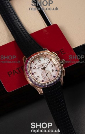 Patek Philippe Aquanaut 7968 Rose Gold Black Strap Super Clone Watch 