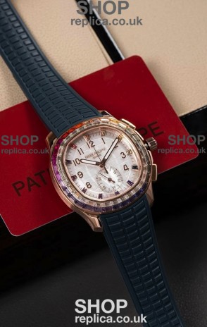 Patek Philippe Aquanaut 7968 Rose Gold Blue Strap Super Clone Watch 