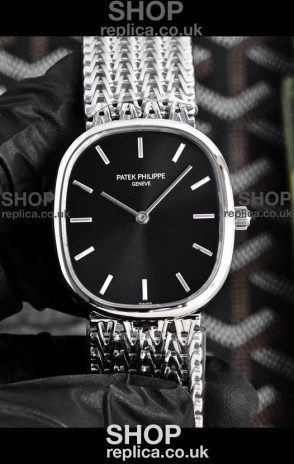 Patek Philippe Golden Ellipse 5738 Black Dial Super Clone Watch 