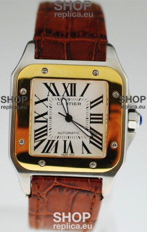 Cartier Santos 100 Swiss Replica Two Tone Watch