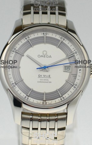 Omega Co Axial De Ville Hour Vision Swiss Replica Steel Watch in White Dial