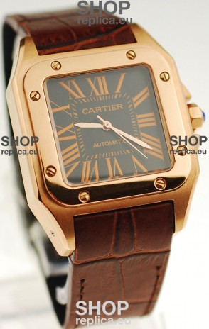 Cartier Santos 100 Swiss Replica Gold Automatic Watch