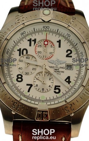 Breitling Chronograph Chronometre Japanese Watch in Brown Strap
