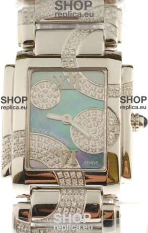 Patek Philippe Twenty Four Swiss Replica Steel Watch in Pearl Dial