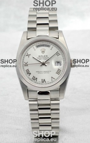 Rolex Day Date Silver Swiss Replica Watch